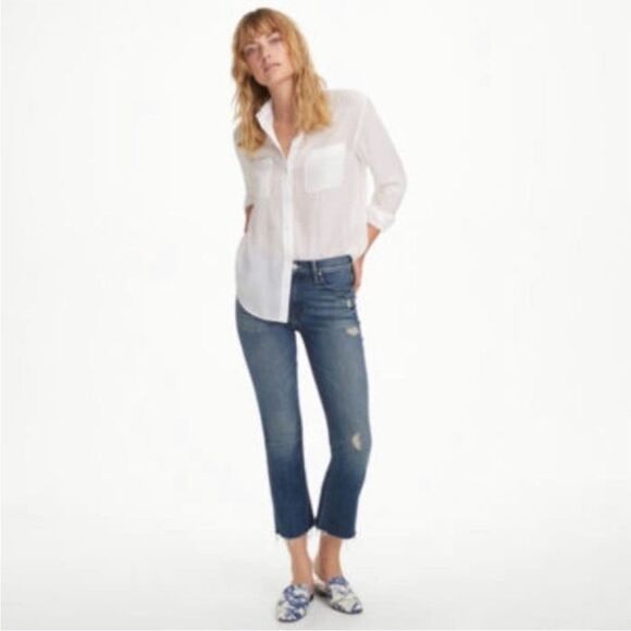 Mother Denim The Insider Crop Fray in Homebound Jeans Straight Leg Jeans Size 26 - Picture 3 of 16